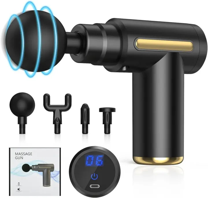 Tissue Relief & Full Body Relaxation 6 Speeds with 4 Massage Heads Pysiotherapy Massager Gun