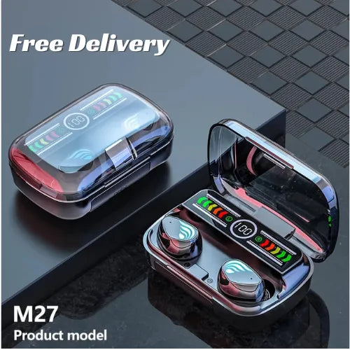 Orignal M27 TWS Airpods with Super Sound & High Quality Touch Sensors True Stereo Headphones with Built in Mic 10m