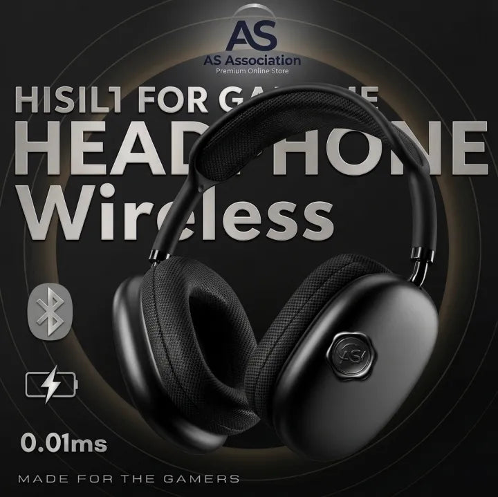 AS Association Wireless Bluetooth 5.0 Headphones With Mic - Over Ear HiFi Stereo Deep Bass Headset For Gaming Gym