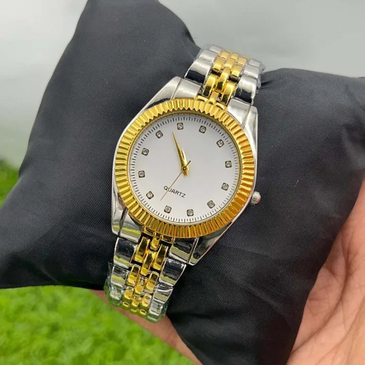 Bin-b Chain Watch for Men and Women Stainless Steel Analog Quartz Watch Classic Luxury Style Two-Tone Multiple Colors