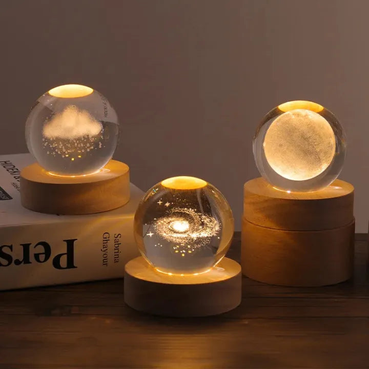 Creative Galaxy Galaxy Planet Crystal Ball Night Light for Nursery Room and Children Bedroom Lamp