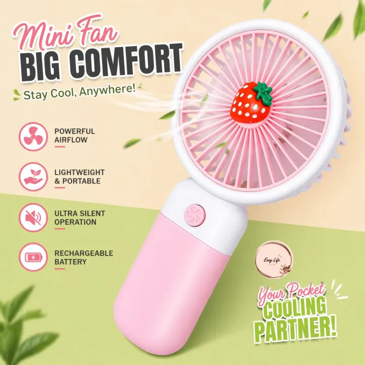Mini fan USB Rechargeable Handheld & Desktop Fan – Portable, Lightweight, Adjustable Speed, Electric Cooling Fan for