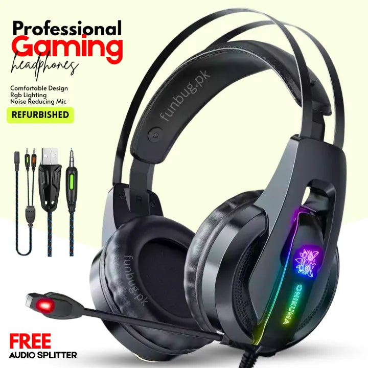 100% Original Branded Gaming Headset RGB with Noise Reducing Microphone ~ Over the Ear Gaming Headphones with Stereo