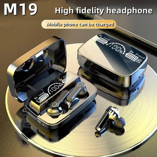M19 TWS Airpods Gaming Wireless Earbuds Type-c LED Display Stereo Low Latency Heavy Bass HIFI Music Bluetooth Earphone Smart