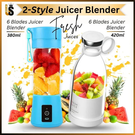 US DEALS – USB Rechargeable Juicer Blender 6 Blades Stainless Steel Material 380ml Electric Mini Juicer Blender For Personal Size Rechargeable Smoothie Maker & Dry Fruit Mixer Compact Travel Blender for Gym, Office & Home