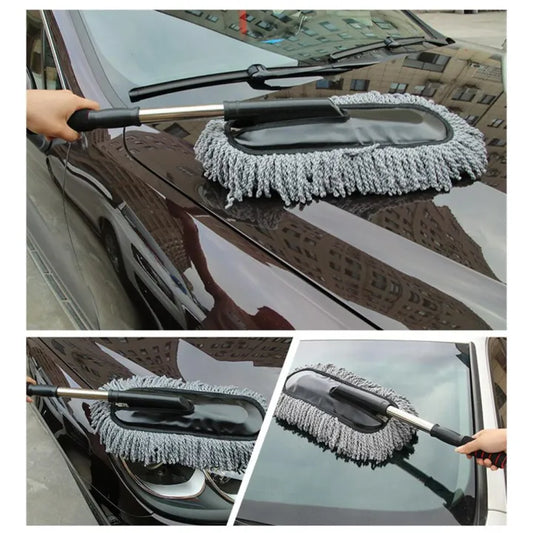 Car Wash Cleaning Brush Duster Dust Wax Mop Microfiber Telescoping Dusting Tool