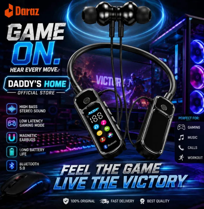 G02 Bluetooth Neckband with LED Screen, TF Card, Super Bass & 48H Playtime