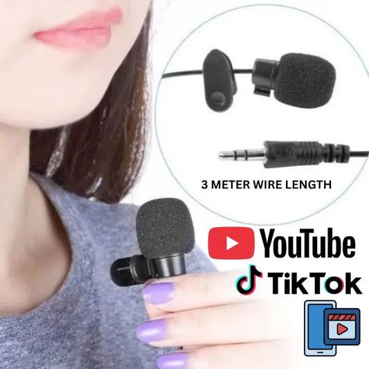 3 Meter Long wired Mic For Smart phones/PC/Laptop Pro Wired Mic Microphone Collar for Voice Recording
