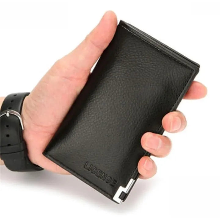 Premium Leather LICENSE Extreme Slim Wallet for Men – Stylish Card Holder & Cash Clip
