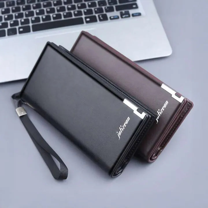 Premium Grain-Textured PU Leather Ultra-Slim Bifold with Quick-Access Card Slots Wallet for Men - Compact Gentleman Purse