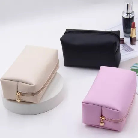 PU Leather Makeup Bag For Women Portable Cosmetic Toiletry Organizer Pouch Multiple Color