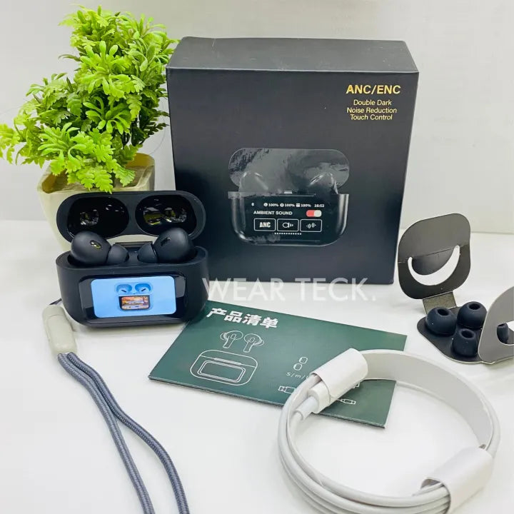 A9 PRO Wireless Bluetooth Earbuds - Digital Display, ANC + ENC, Wireless Charging