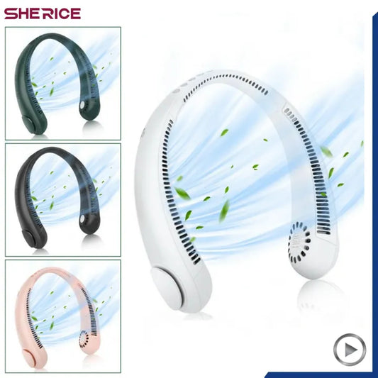 Hanging Neck Fan for Kitchen | Folding Handheld Fan Wearable Portable Neckband Mini Fan USB Chargeable