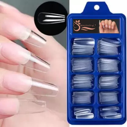 100 pcs Transparent/White Ballerina Fake Nails Coffin/Square/Almond Artificial Nails Medium Size Acrylic Nails for Nail Art Decal