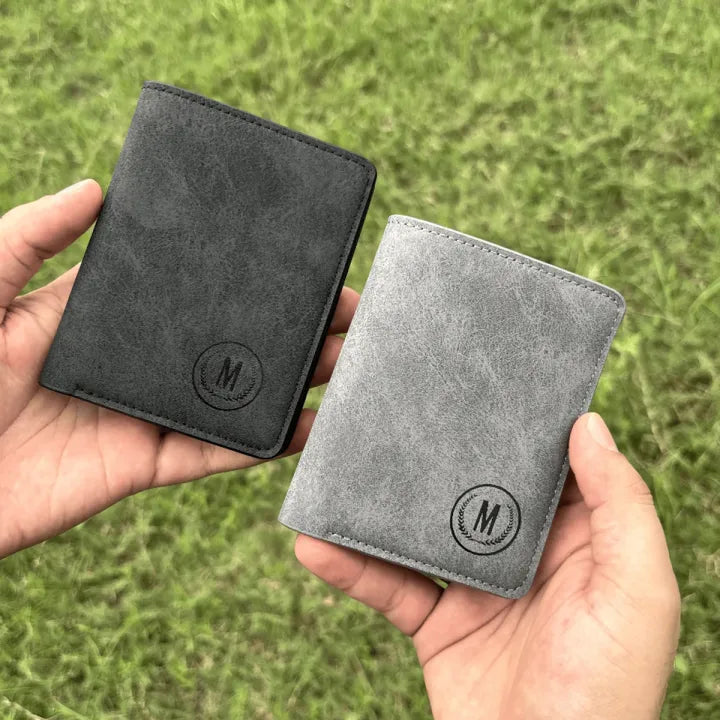 Premium Grain-Textured PU Leather Ultra-Slim Bifold with Quick-Access Card Slots Wallet for Men - Compact Gentleman Purse