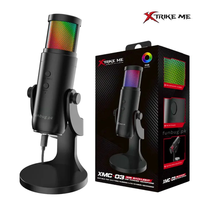 Powered Omnidirectional Dynamic Gaming Mic for Mobile, PC, Desktop, Podcasting, Live Streaming, Singing, ASMR, Youtube - 12 RGB