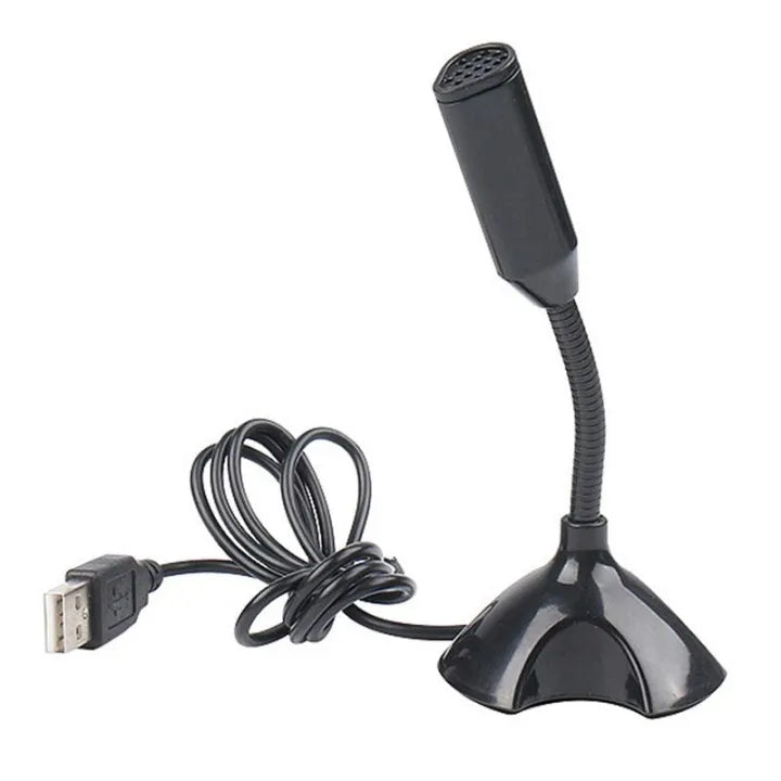 USB Mini Stand Mic, Adjustable Microphone for Laptop, Desktop PC, Studio Recording, with Holder for Speech and Audio Recording