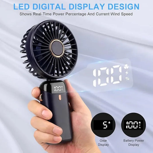 Neck Hanging Fans 5 Speed Adjust USB Charge Fan with Phone Stand and Display Screen