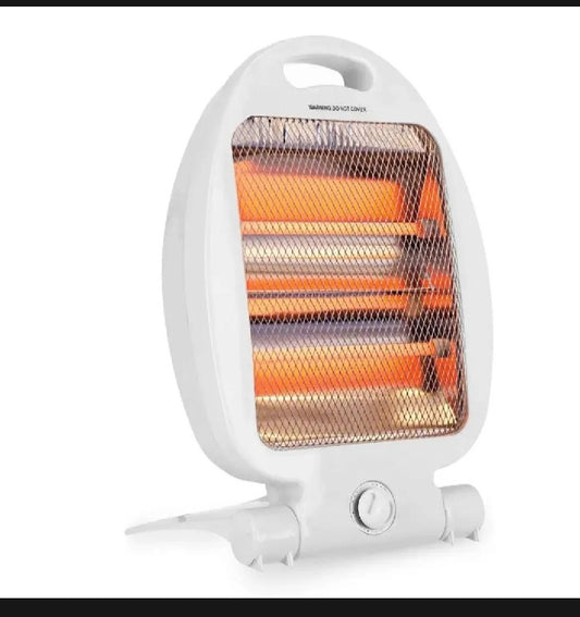 This small electric ceramic heater has 2 power levels and 800w of power. It's perfect for heating