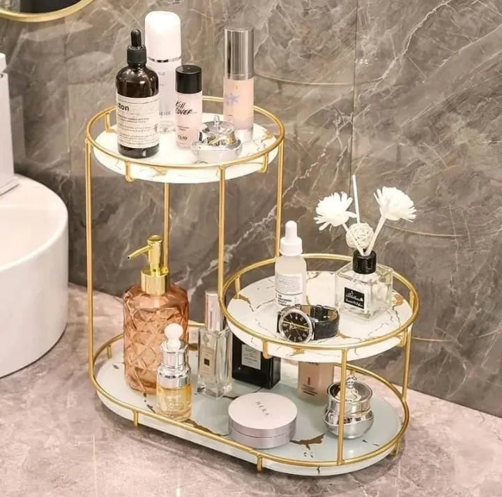 Makeup Storage Rack, Cosmetic Storage Shelf, Makeup Organizer, Dressing Table, Makeup and Perfume Organizer, 3 round Floors 1 round