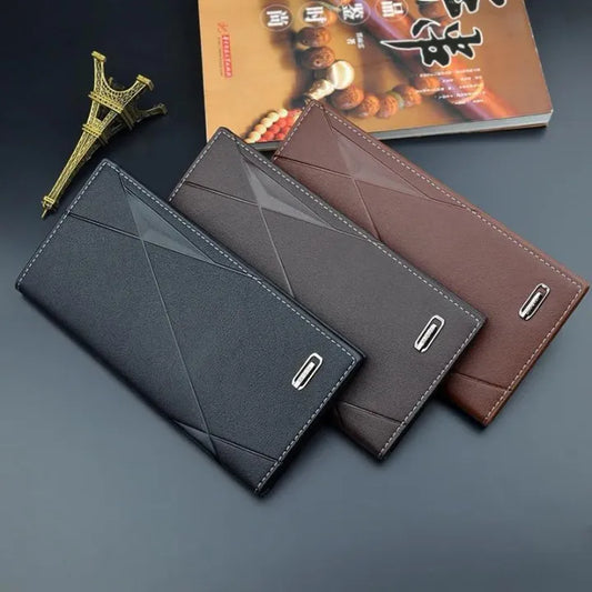 Premium Grain-Textured PU Leather Ultra-Slim Bifold with Quick-Access Card Slots Wallet for Men - Compact Gentleman Purse